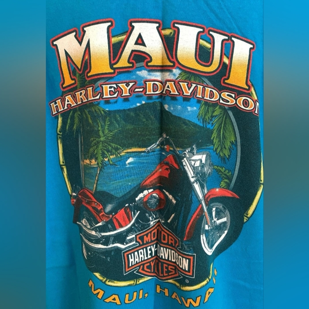 2002 Vintage Harley-Davidson Blue Maui, Hawaii, T-Shirt Size XL - Picture 4 of 7